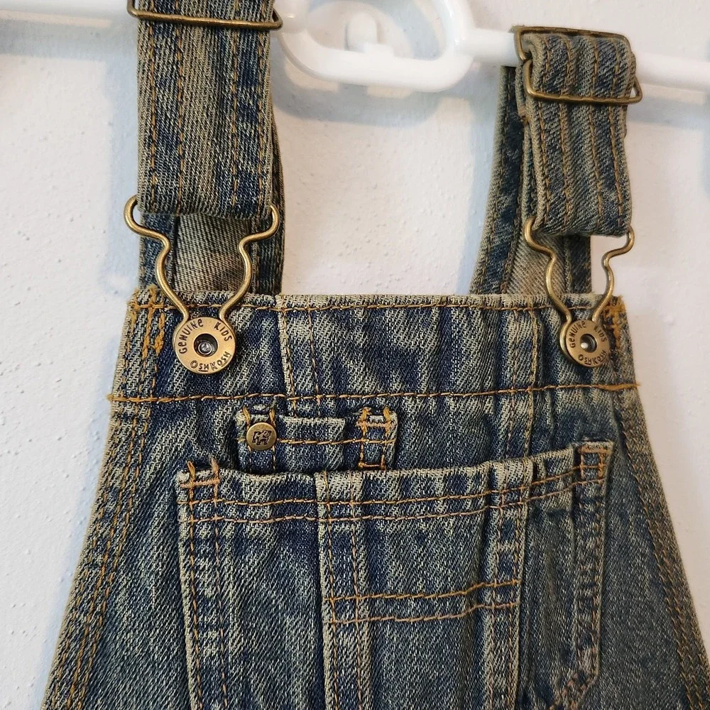 Oshkosh Bogosh Children's Denim Bibs Overalls Brown Undertones sz 12‎ Months